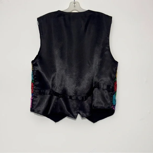JC 001 USA Vintage Rainbow Sequins Show Vest Size L Large